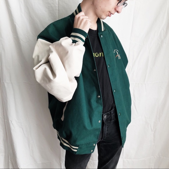 vintage green varsity jacket • xl - Picture 2 of 6